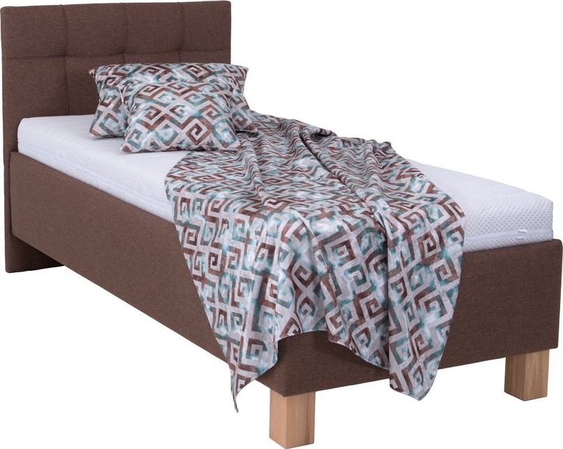 Gepolstertes Bett mit Matratze und Stauraum MARIA ONE 90x200 cm braun