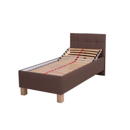 Gepolstertes Bett mit Matratze und Stauraum MARIA ONE 90x200 cm braun