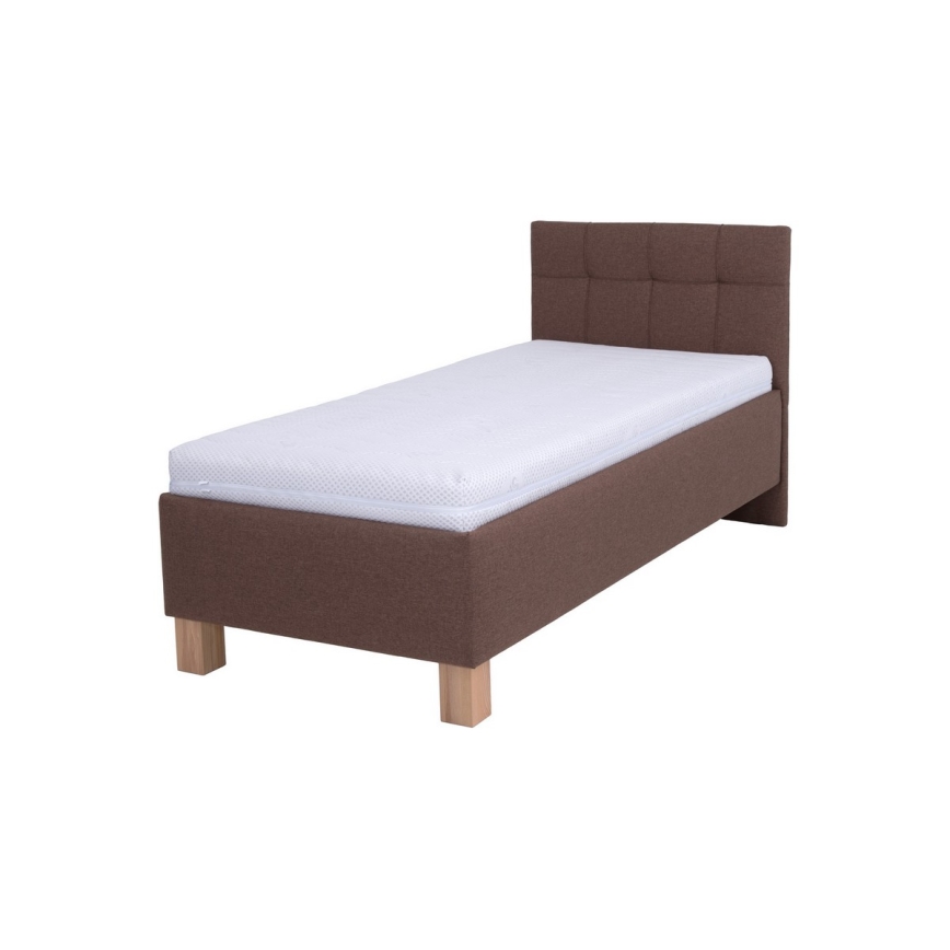 Gepolstertes Bett mit Matratze und Stauraum MARIA ONE 90x200 cm braun