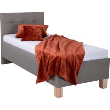 Gepolstertes Bett mit Matratze und Stauraum MARIA ONE 90x200 cm Taupe