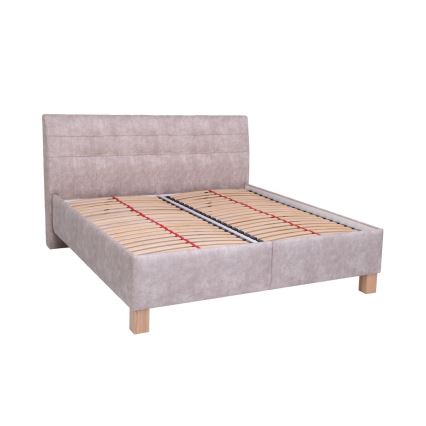 Gepolstertes Bett mit Matratze und Stauraum VIOLET 160x200 cm beige