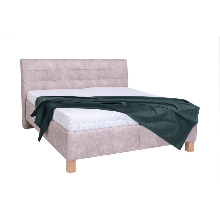 Gepolstertes Bett mit Matratze und Stauraum VIOLET 160x200 cm beige