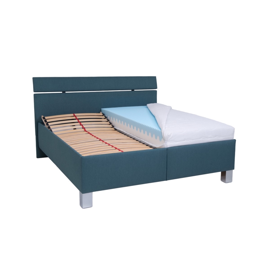 Gepolstertes Bett mit Stauraum ohne Matratze ALIS 160x200 cm Petrol