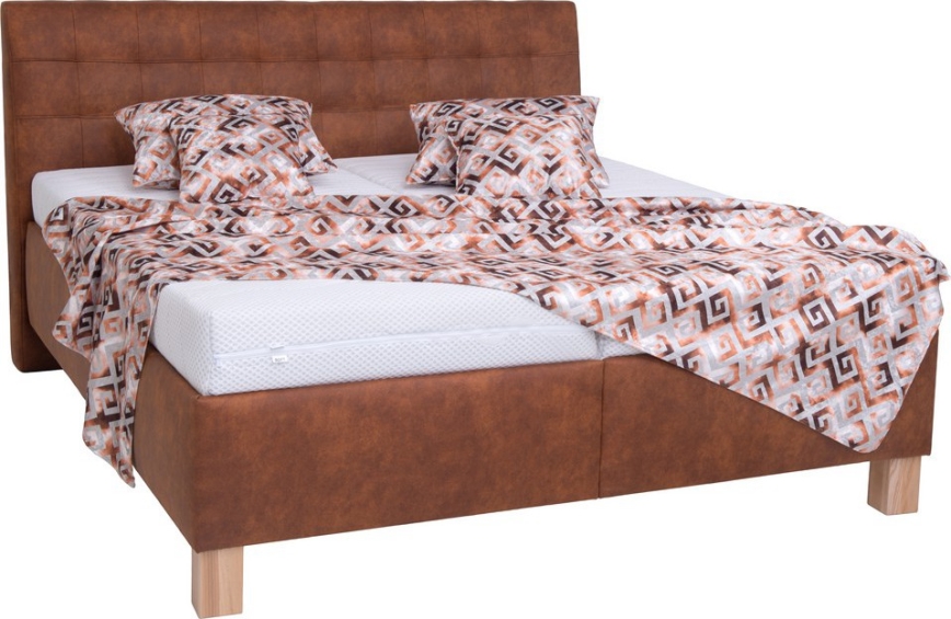 Gepolstertes Bett mit Stauraum ohne Matratze VIOLET 160x200 cm Cognacbraun