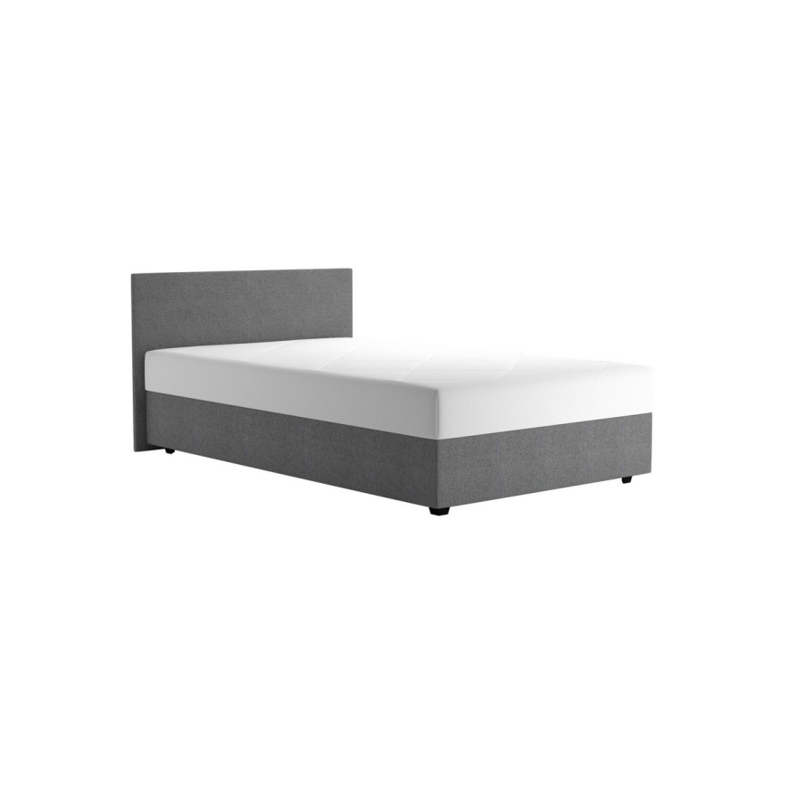Gepolstertes Bett mit Stauraum und Matratze DARIA 120 x 200 cm, grau