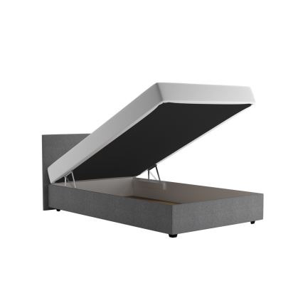 Gepolstertes Bett mit Stauraum und Matratze DARIA 120 x 200 cm, grau