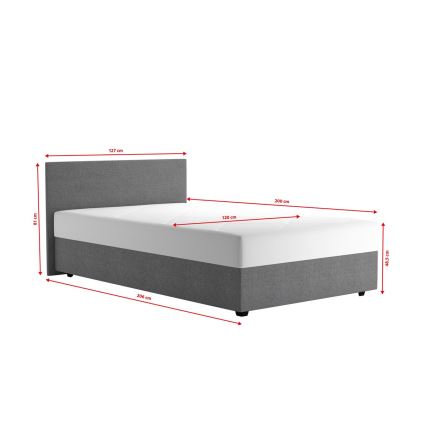 Gepolstertes Bett mit Stauraum und Matratze DARIA 120 x 200 cm, grau