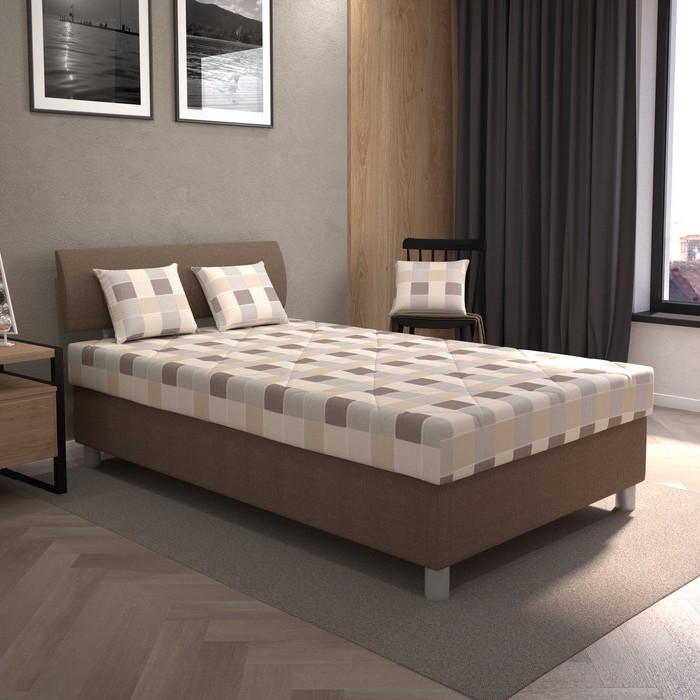 Gepolstertes Bett mit Stauraum und Matratze GEORGE 120 x 200 cm, braun