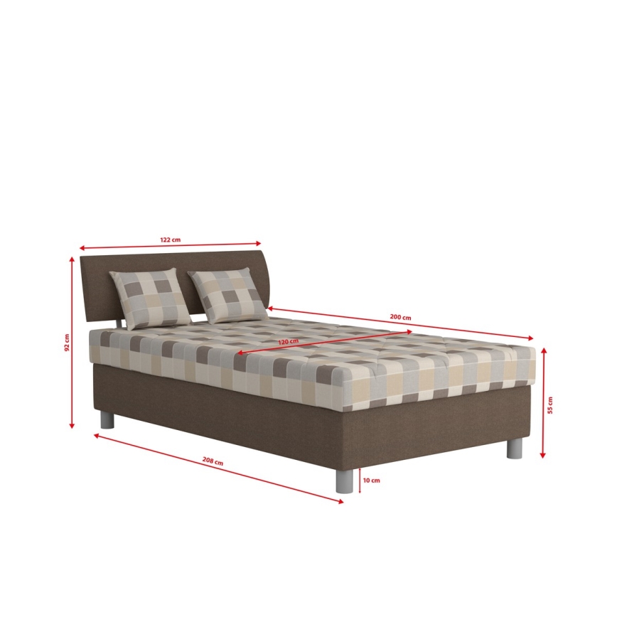 Gepolstertes Bett mit Stauraum und Matratze GEORGE 120 x 200 cm, braun