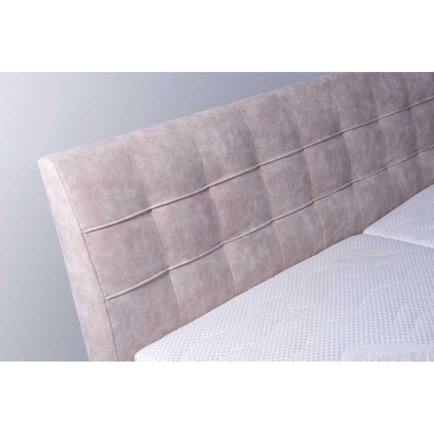 Gepolstertes Bett VIOLET 160x200 cm mit Matratze und Stauraum, beige