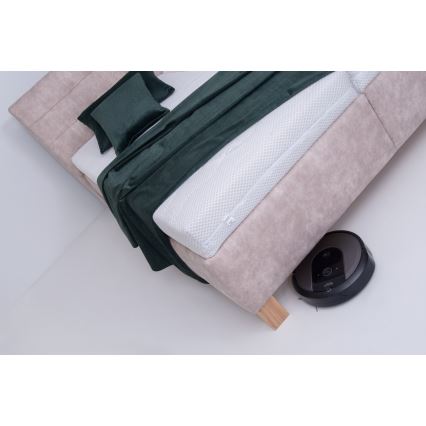 Gepolstertes Bett VIOLET 160x200 cm mit Matratze und Stauraum, beige