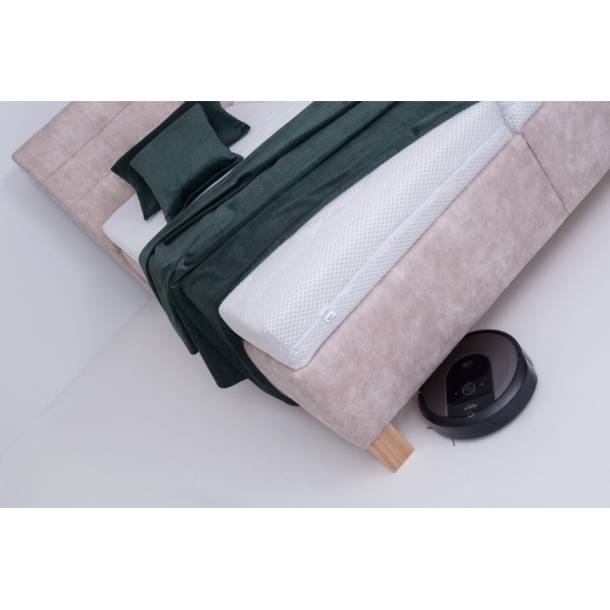 Gepolstertes Bett VIOLET 160x200 cm mit Matratze und Stauraum, beige