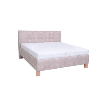 Gepolstertes Bett VIOLET 160x200 cm mit Matratze und Stauraum, beige