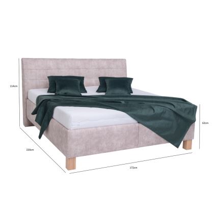 Gepolstertes Bett VIOLET 160x200 cm mit Matratze und Stauraum, beige