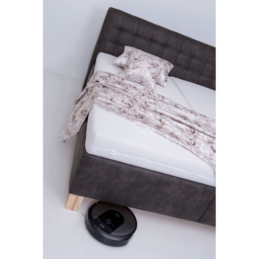 Gepolstertes Bett VIOLET 180x200 cm, dunkelgrau, inklusive Matratze und praktischem Stauraum