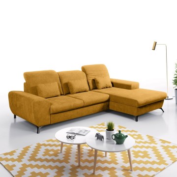 Gepolstertes Ecksofa ALTA mit Schlaffunktion und Stauraum, L-Form rechts, gelb