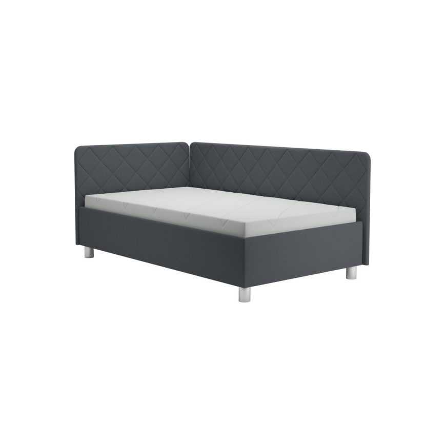 Gepolstertes Tagesbett EMILE 110x200 cm mit integriertem Stauraum und Matratze, grau