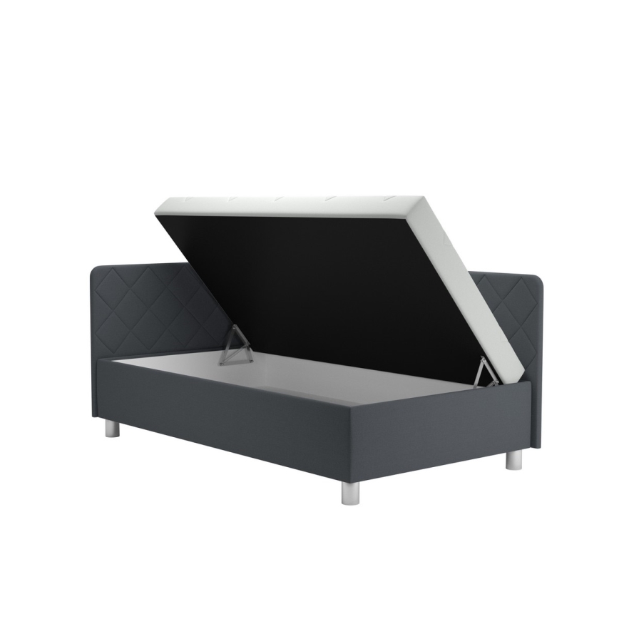 Gepolstertes Tagesbett EMILE 110x200 cm mit integriertem Stauraum und Matratze, grau