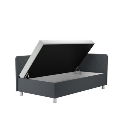Gepolstertes Tagesbett EMILE 110x200 cm mit integriertem Stauraum und Matratze, grau