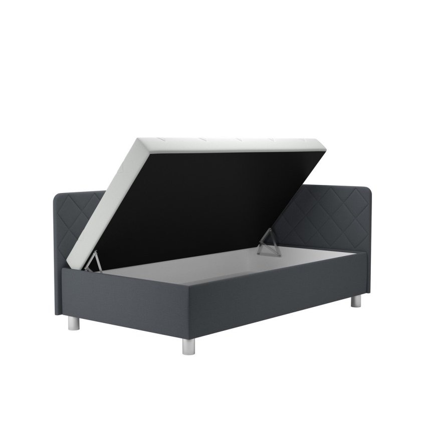 Gepolstertes Tagesbett EMILE 110x200 cm mit integriertem Stauraum und Matratze, grau