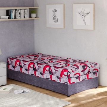 Gepolstertes Tagesbett ESTEL mit praktischem Bettkasten, 90x200 cm, grau