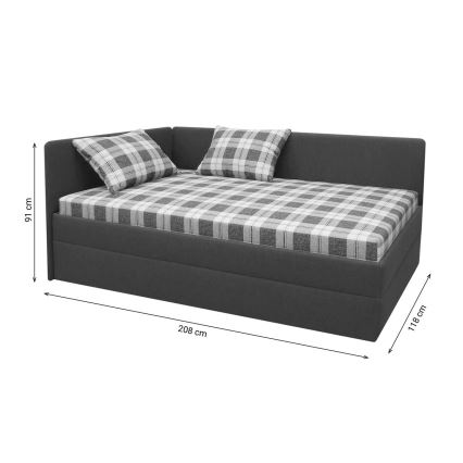 Gepolstertes Tagesbett mit Universal-Kopfteil L/R ARLY 110x200 cm anthrazit/weiß