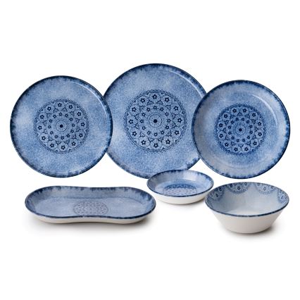 Geschirrset 27-teilig blau/Porzellan