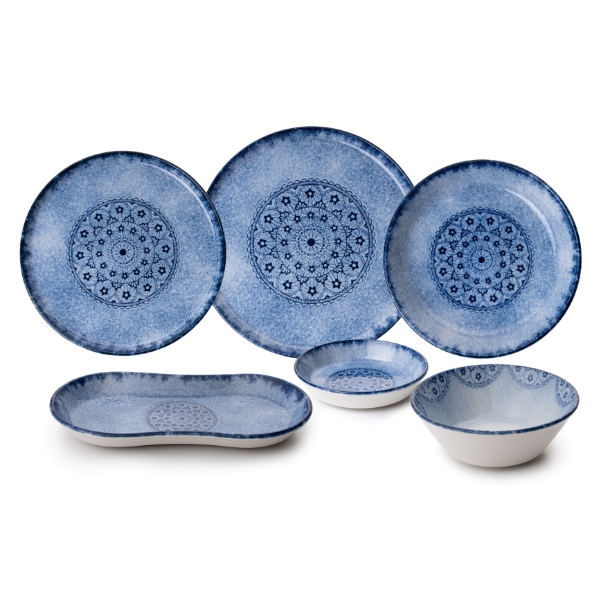 Geschirrset 27-teilig blau/Porzellan