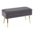 Gesteppte Sitzbank mit Stauraum VELVA 37x78 cm grau/golden
