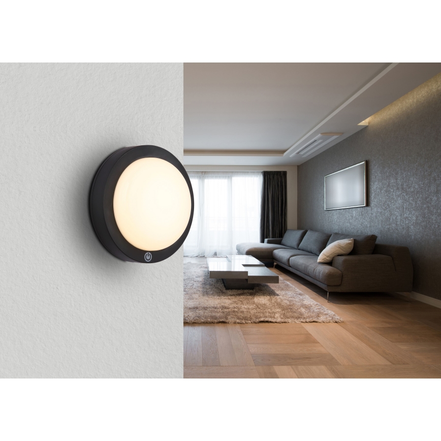 Globo - LED Aufladbare Touch-Wandleuchte LED/1,2W/3,7V Ø 15 cm 1800 mAh Schwarz