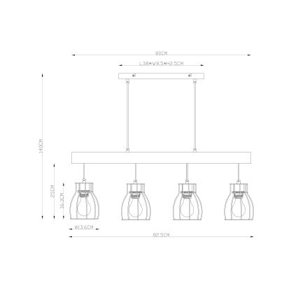 Globo - Hängeleuchte an Kabel 4xE27/40W/230V