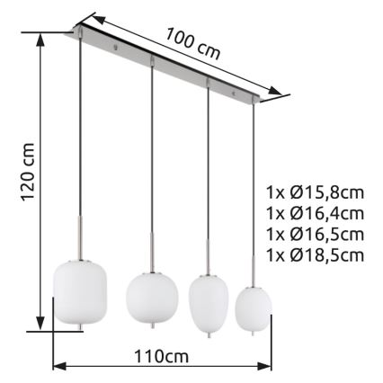 Globo - Hängeleuchte 4xE14/40W/230V weiß