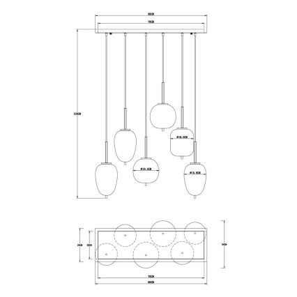 Globo - Hängeleuchte an Kabel 6xE14/40W/230V schwarz