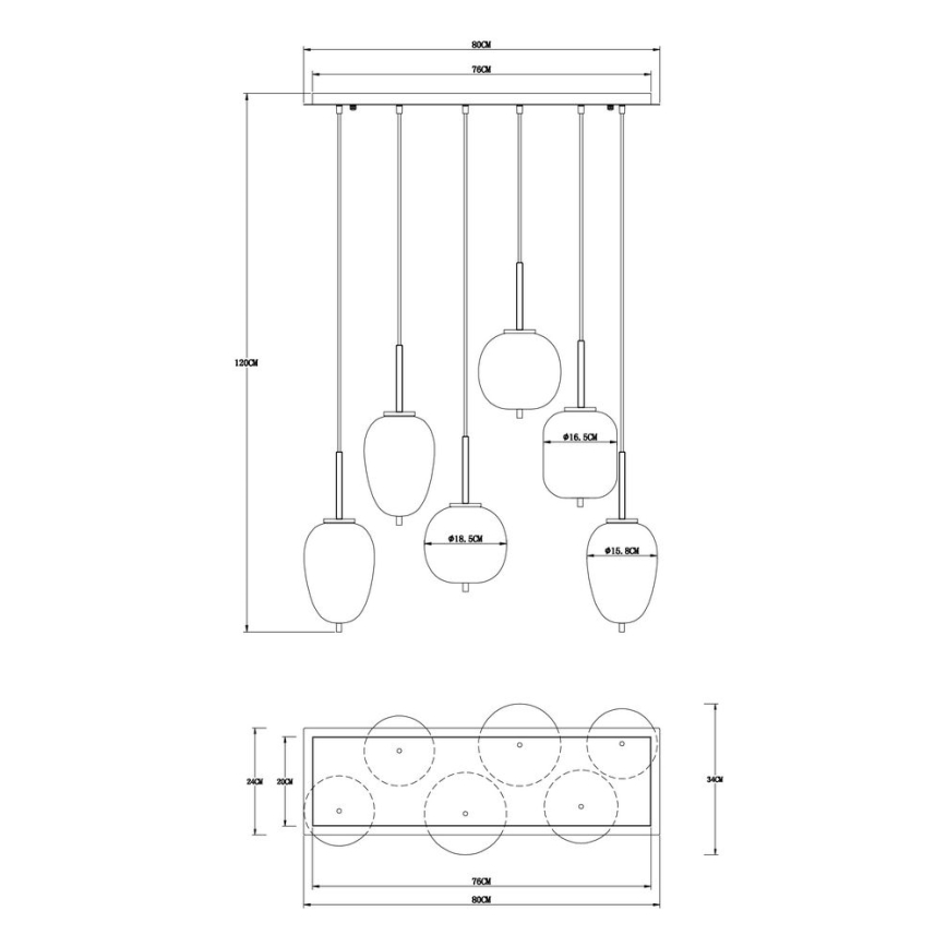 Globo - Hängeleuchte an Kabel 6xE14/40W/230V schwarz