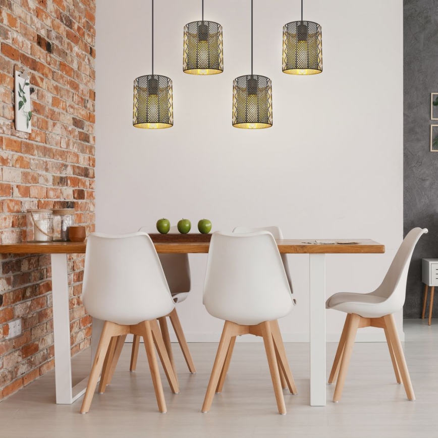 Globo - Hängeleuchte an Kabel 4xE27/60W/230V gold/schwarz