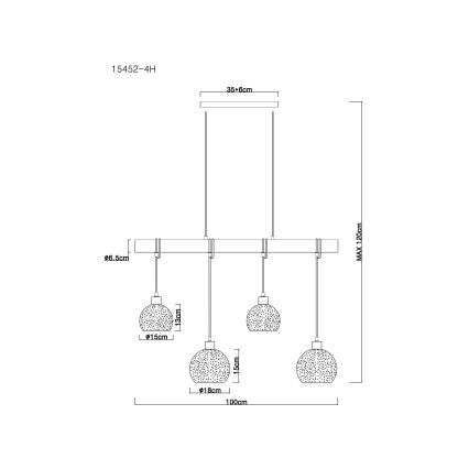 Globo - Hängeleuchte 4xE27/40W/230V