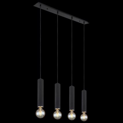 Globo - Hängeleuchte an Seil 4xE27/60W/230V schwarzes Holz