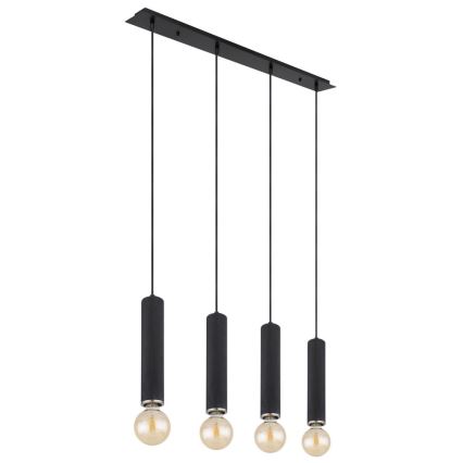 Globo - Hängeleuchte an Seil 4xE27/60W/230V schwarzes Holz