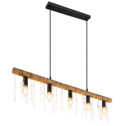 Globo 15532-5H - Hängeleuchte an Kabel KIRA 5xE14/40W/230V schwarz/braun