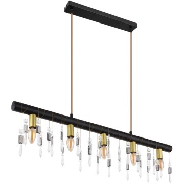 Globo 15532-5HB - Pendelleuchte KIRA mit Seilaufhängung, 5x E14/40W/230V, schwarz
