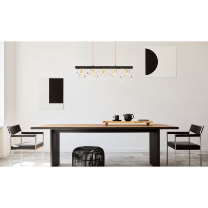 Globo 15532-5HB - Pendelleuchte KIRA mit Seilaufhängung, 5x E14/40W/230V, schwarz