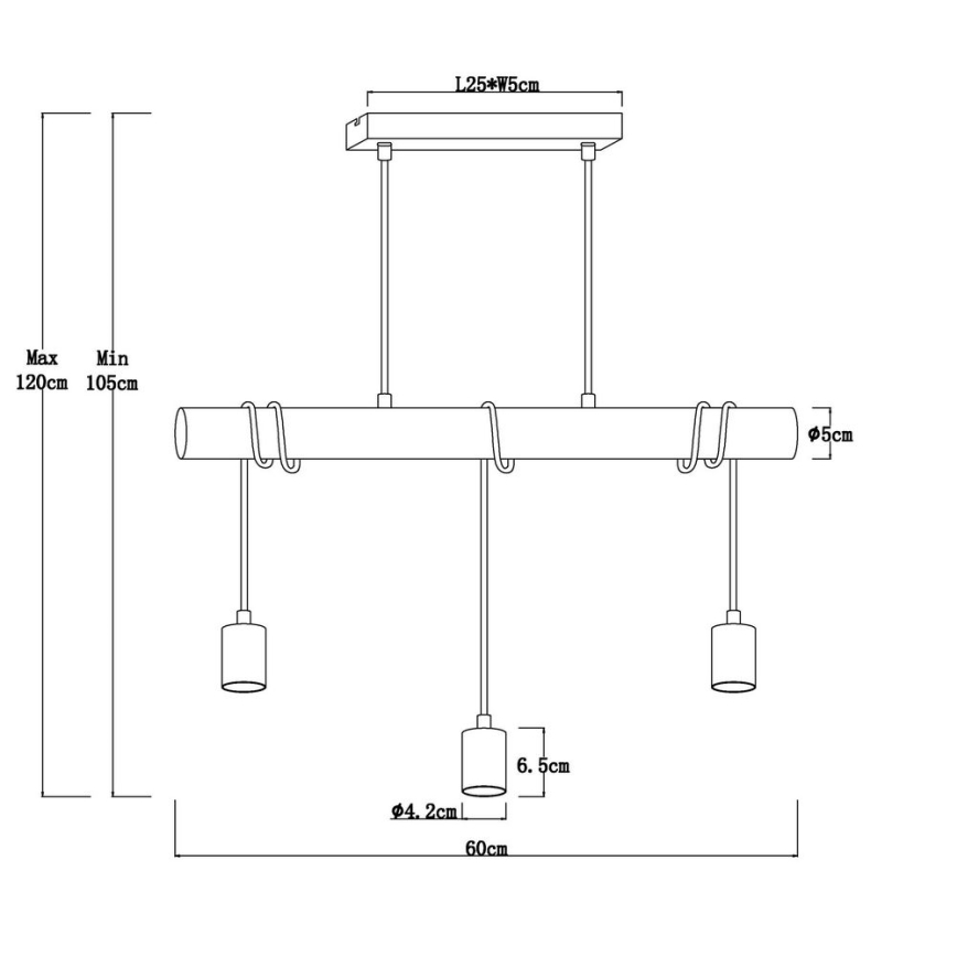 Globo - Deckenleuchte an Kabel 3xE27/60W/230V