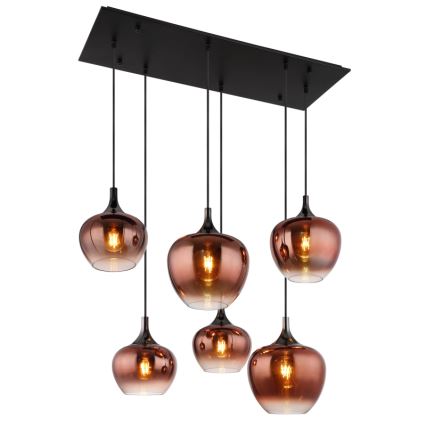 Globo - Hängeleuchte 6xE27/40W/230V braun/rauchig