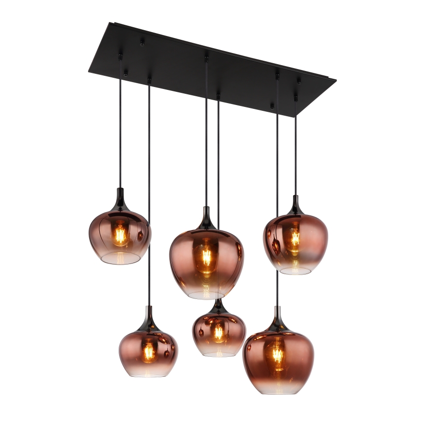 Globo - Hängeleuchte 6xE27/40W/230V braun/rauchig
