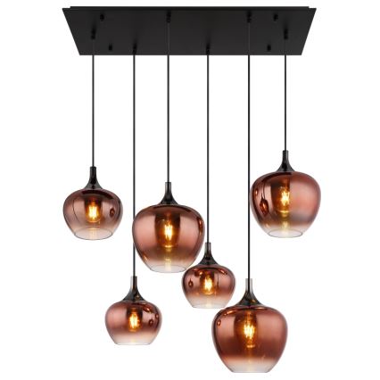 Globo - Hängeleuchte 6xE27/40W/230V braun/rauchig