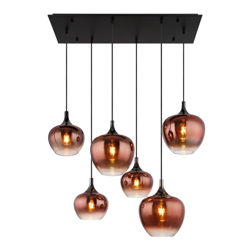 Globo - Hängeleuchte 6xE27/40W/230V braun/rauchig