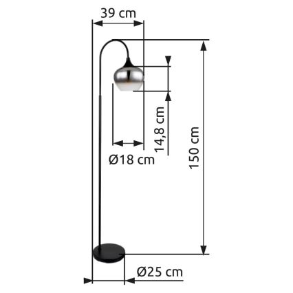 Globo - Stehleuchte 1xE27/40W/230V schwarz/rauchig