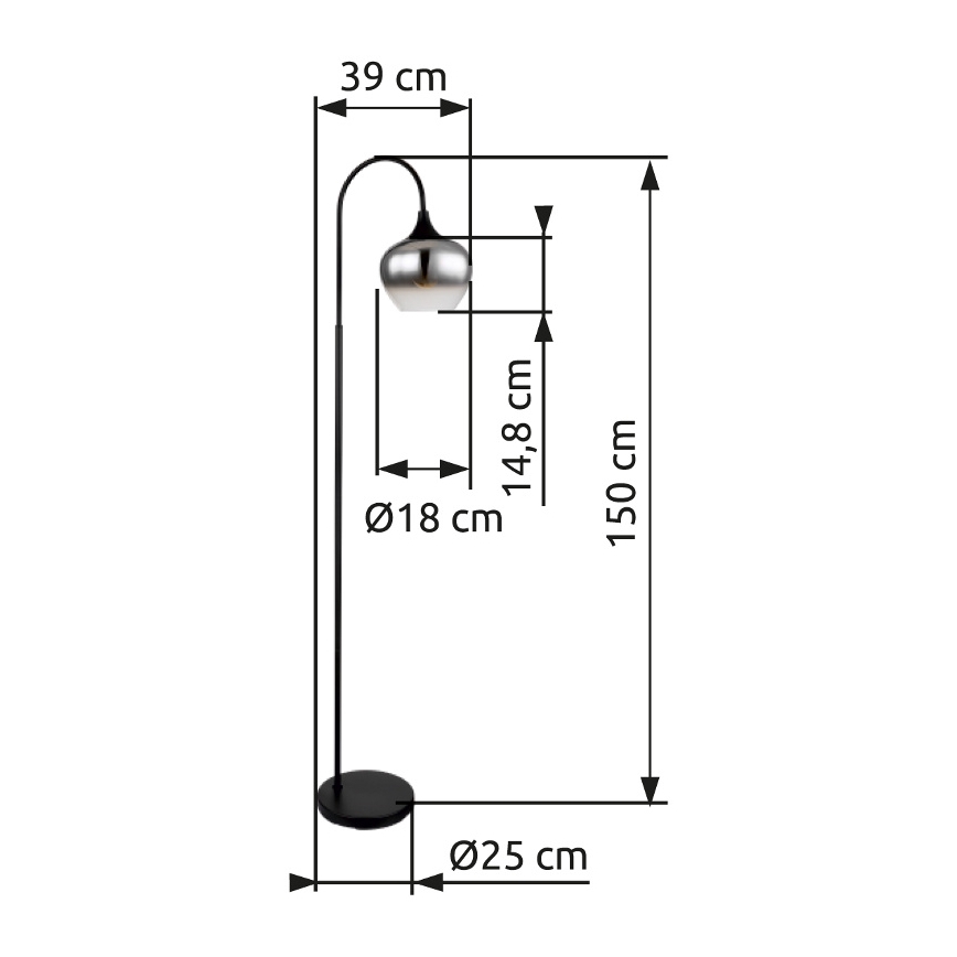 Globo - Stehleuchte 1xE27/40W/230V schwarz/rauchig