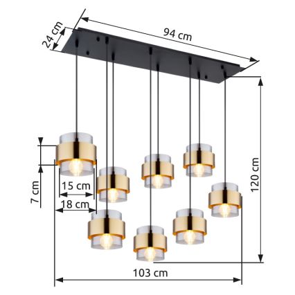 Globo - Hängeleuchte 8xE27/60W/230V