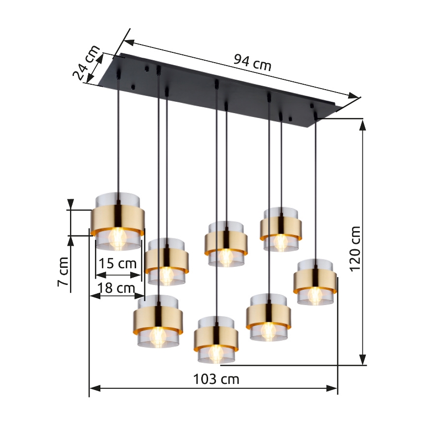 Globo - Hängeleuchte 8xE27/60W/230V